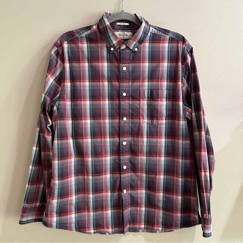 Hawker Rye Plaid Long Sleeve Button Down Short Fit